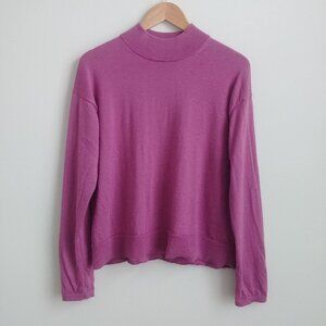 Banana Republic thick merino wool mockneck sweater Large plum purple pink